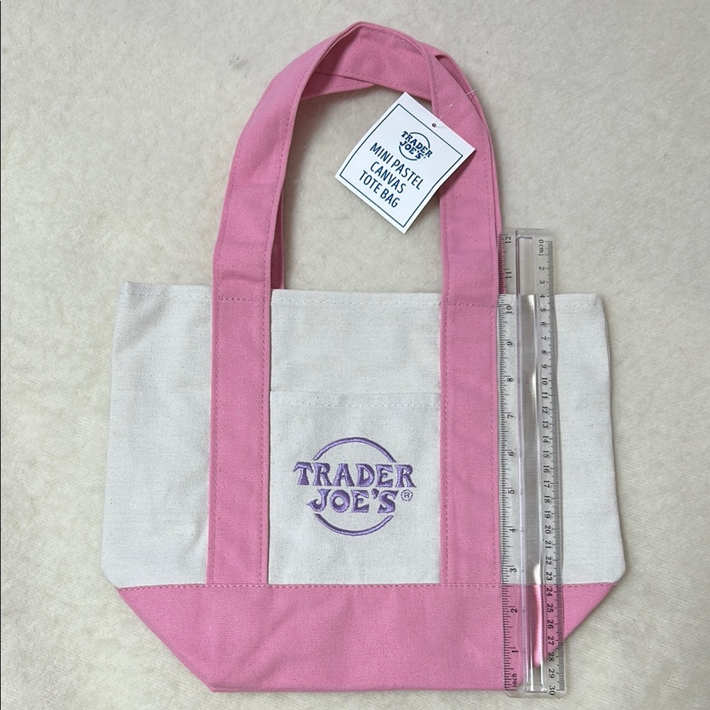 Trader Joe’s Pink and Cream Canvas Tote Bag